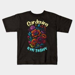 Gardening is my therapy Kids T-Shirt